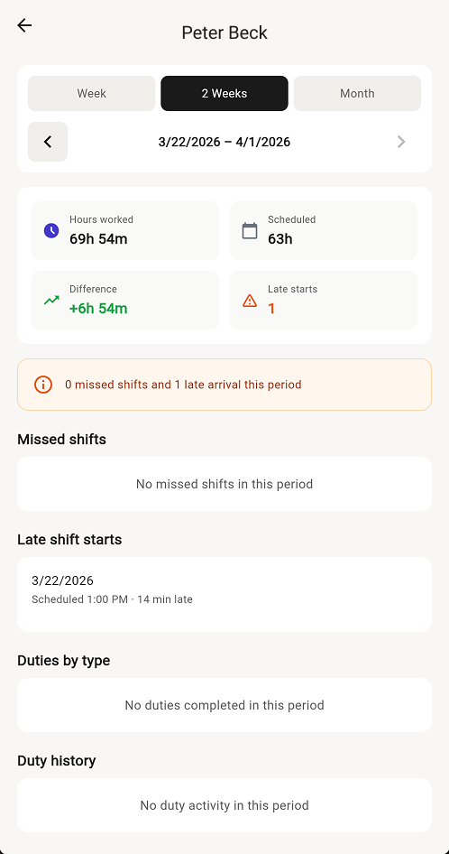 Workforce app screen